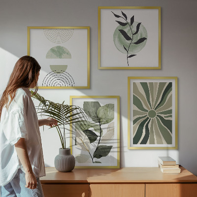 Políptico com moldura Formas geométricas de plantas