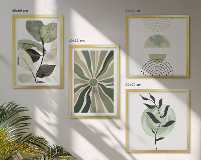 Políptico com moldura Formas geométricas de plantas
