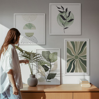 Políptico com moldura Formas geométricas de plantas