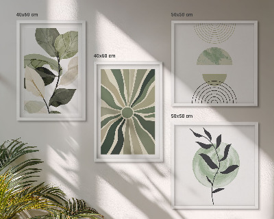 Políptico com moldura Formas geométricas de plantas