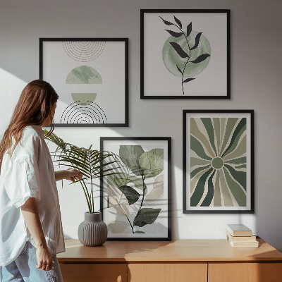 Políptico com moldura Formas geométricas de plantas
