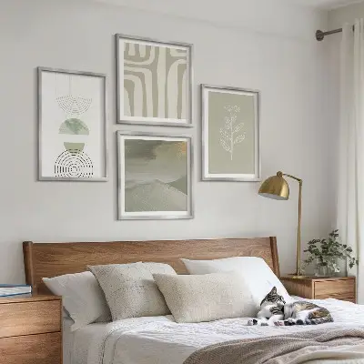 Conjunto de quadros com estampas de padrões geométricos de plantas
