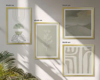Conjunto de quadros com estampas de padrões geométricos de plantas