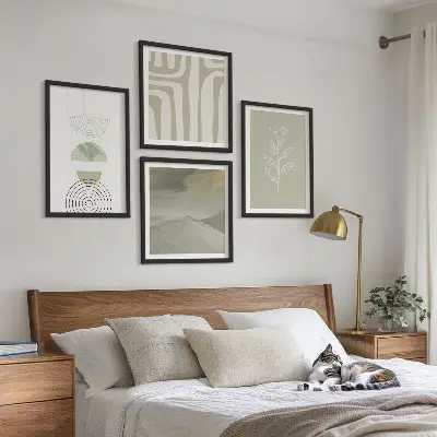Conjunto de quadros com estampas de padrões geométricos de plantas