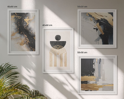 Conjunto de 4 quadros com moldura Composição geométrica abstrata