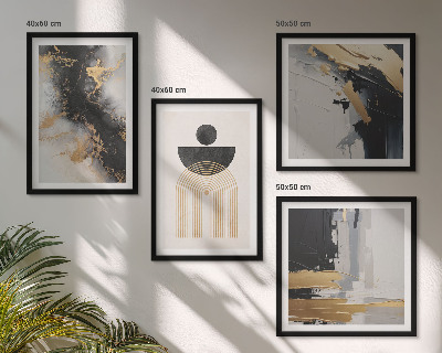 Conjunto de 4 quadros com moldura Composição geométrica abstrata