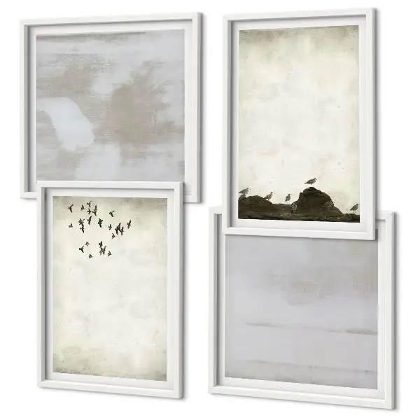 Composição de quadros estampa textura de bando de pássaros