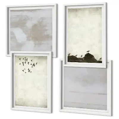 Composição de quadros estampa textura de bando de pássaros