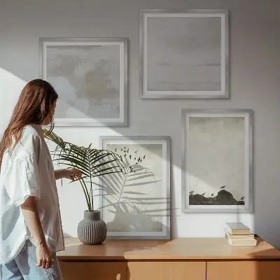 Composição de quadros estampa textura de bando de pássaros