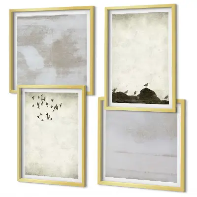 Composição de quadros estampa textura de bando de pássaros