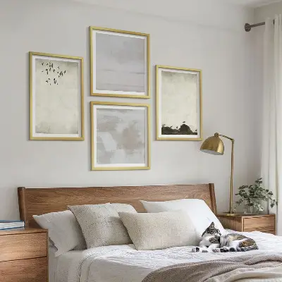 Composição de quadros estampa textura de bando de pássaros