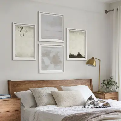Composição de quadros estampa textura de bando de pássaros