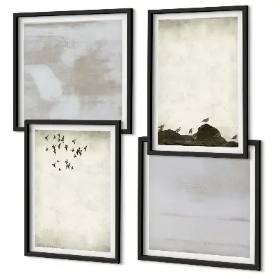 Composição de quadros estampa textura de bando de pássaros