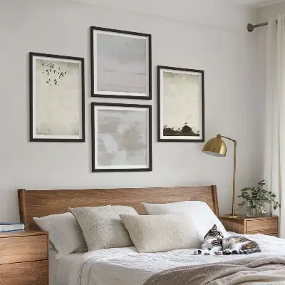 Composição de quadros estampa textura de bando de pássaros