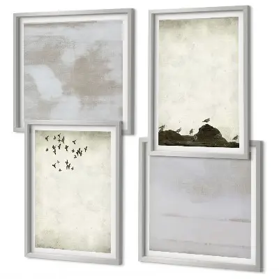 Composição de quadros estampa textura de bando de pássaros