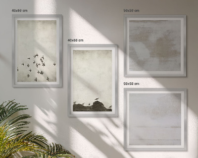Conjunto de 4 quadros com moldura Pássaros minimalistas em voo