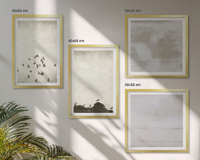 Conjunto de 4 quadros com moldura Pássaros minimalistas em voo