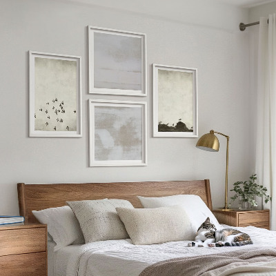 Conjunto de 4 quadros com moldura Pássaros minimalistas em voo