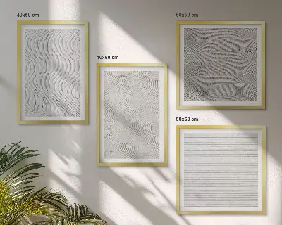 Políptico com moldura padrões de areia com estruturas geométricas