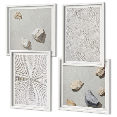 Conjunto de 4 quadros com moldura Pedras geométricas de papelão