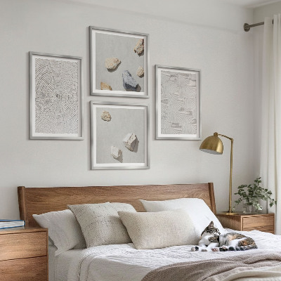Conjunto de 4 quadros com moldura Pedras geométricas de papelão