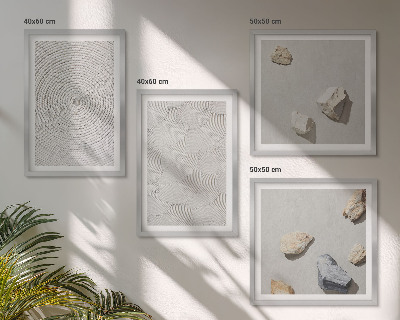Conjunto de 4 quadros com moldura Pedras geométricas de papelão