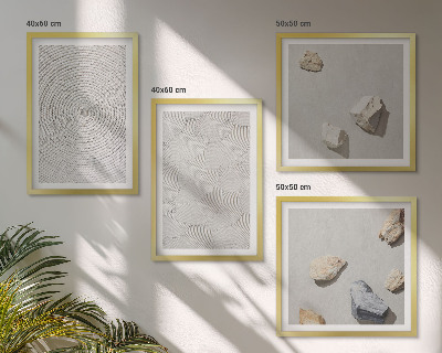 Conjunto de 4 quadros com moldura Pedras geométricas de papelão