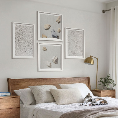 Conjunto de 4 quadros com moldura Pedras geométricas de papelão