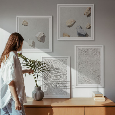 Conjunto de 4 quadros com moldura Pedras geométricas de papelão