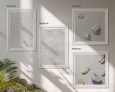 Conjunto de 4 quadros com moldura Pedras geométricas de papelão