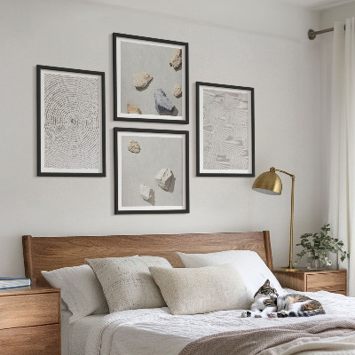 Conjunto de 4 quadros com moldura Pedras geométricas de papelão