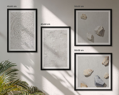 Conjunto de 4 quadros com moldura Pedras geométricas de papelão
