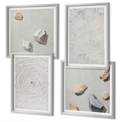 Conjunto de 4 quadros com moldura Pedras geométricas de papelão