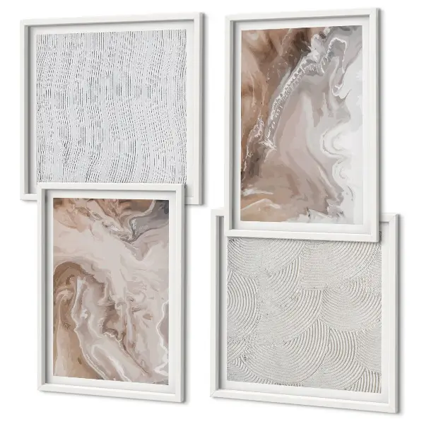 Composição de quadros com padrões abstratos de mármore em pedra
