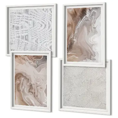 Composição de quadros com padrões abstratos de mármore em pedra
