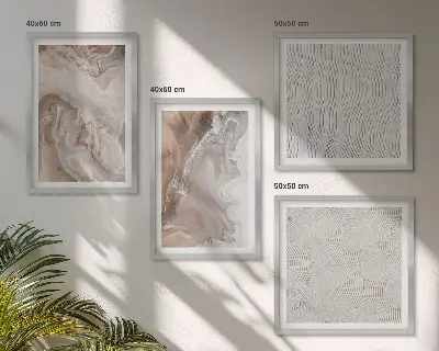 Composição de quadros com padrões abstratos de mármore em pedra