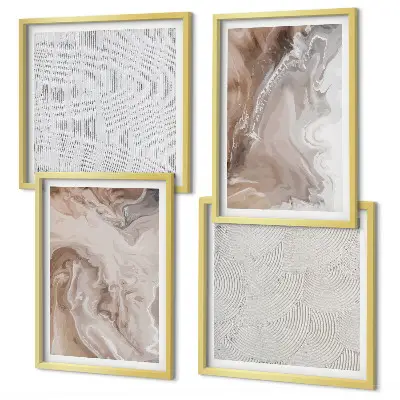 Composição de quadros com padrões abstratos de mármore em pedra