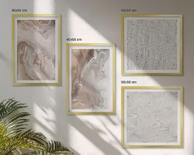 Composição de quadros com padrões abstratos de mármore em pedra