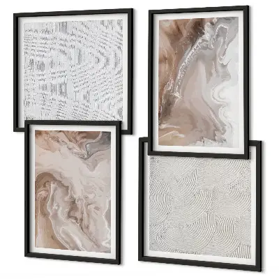 Composição de quadros com padrões abstratos de mármore em pedra