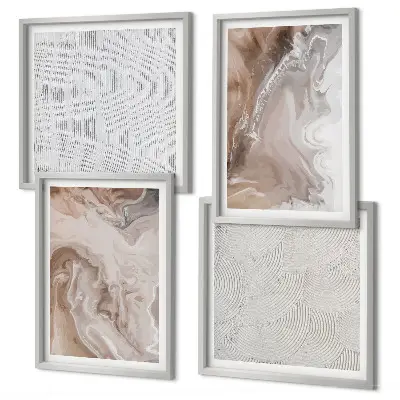 Composição de quadros com padrões abstratos de mármore em pedra
