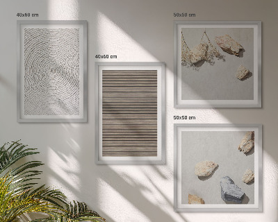 Conjunto de 4 quadros com moldura Texturas naturais de madeira e pedras
