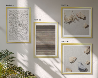 Conjunto de 4 quadros com moldura Texturas naturais de madeira e pedras