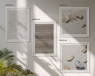 Conjunto de 4 quadros com moldura Texturas naturais de madeira e pedras