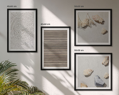 Conjunto de 4 quadros com moldura Texturas naturais de madeira e pedras