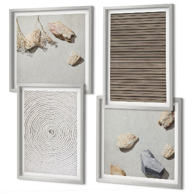 Conjunto de 4 quadros com moldura Texturas naturais de madeira e pedras