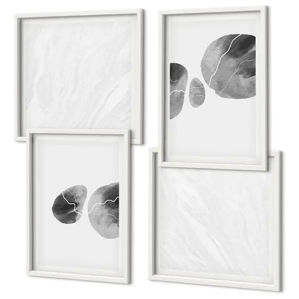 Políptico com moldura estampa de arte abstrata com respingos de tinta