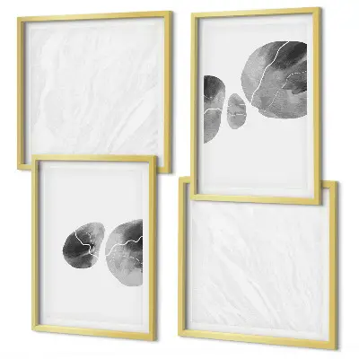 Políptico com moldura estampa de arte abstrata com respingos de tinta