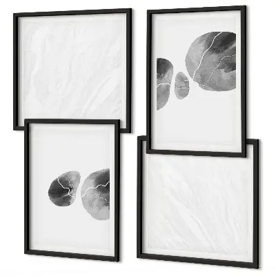 Políptico com moldura estampa de arte abstrata com respingos de tinta