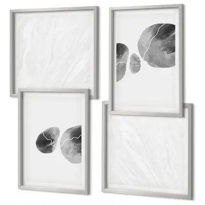 Políptico com moldura estampa de arte abstrata com respingos de tinta