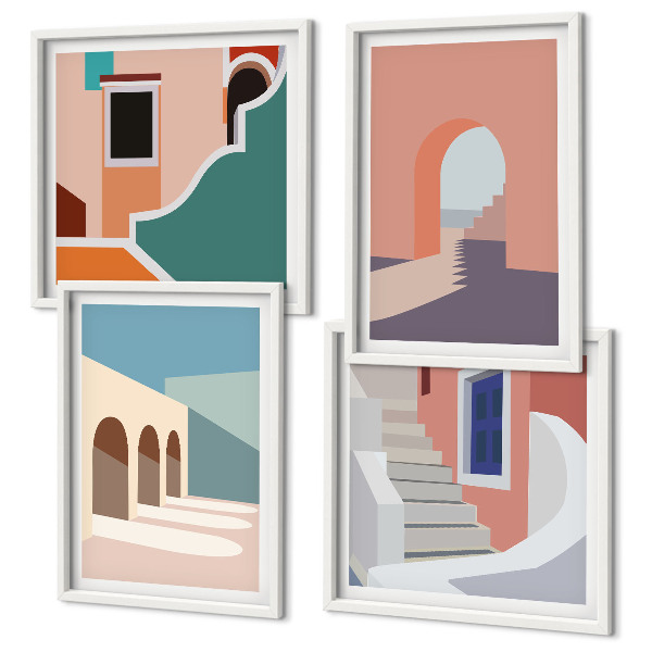 Composição de quadros Gráficos minimalistas em tons pastel